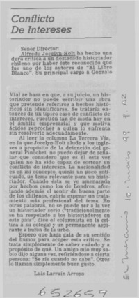Conflicto de intereses  [artículo] Luis Larraín Arroyo