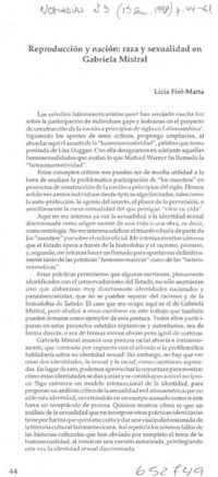 Reproducción y nación, raza y sexualidad en Gabriela Mistral  [artículo] Licia Fiol-Matta
