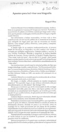 Apuntes para (re)visar una biografía  [artículo] Raquel Olea