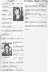 Desarrollo del lenguaje, comunicación, pensamiento y actitudes  [artículo]