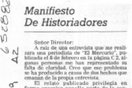 Manifiesto de historiadores  [artículo] Armando de Ramón