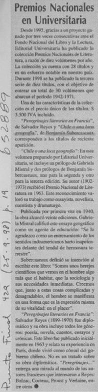 Premios Nacionales en Universitaria  [artículo]