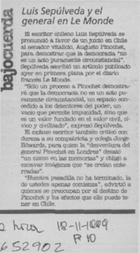 Luis Sepúlveda y el general en Le Monde  [artículo]