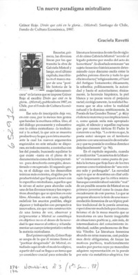Un nuevo paradigma mistraliano  [artículo] Graciela Ravetti