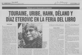 Touraine, Uribe, Hahn, Délano y Díaz Eterovic en la Feria del Libro  [artículo]