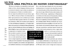 "Falta una política de mayor continuidad"  [artículo]