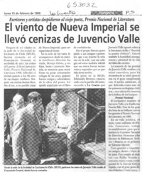 El viento de Nueva Imperial se llevó cenizas de Juvencio Valle  [artículo]