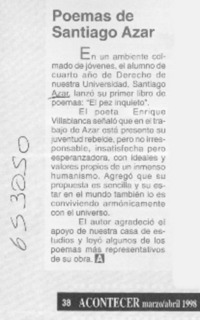 Poemas de Santiago Azar  [artículo]
