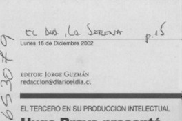 Hugo Bravo presentó nuevo libro de poemas  [artículo]