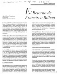 El retorno de Francisco Bilbao  [artículo] Alfredo Lastra Norambuena