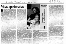 Vidas apasionadas  [artículo] Hernán Soto