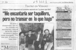 "Me encantaría ser taquillero, pero no transar en lo que hago"  [artículo] M. Santí <y> E. Seguel