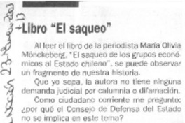 Libro "El saqueo"  [artículo] Carlos Lanza Lazcano