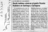 Desde mañana celebran al poeta Vicente Huidobro en Santiago y Cartagena  [artículo]