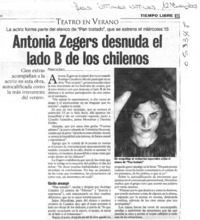 Antonia Zegers desnuda el lado B de los chilenos  [artículo] Marietta Santí