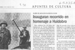 Inauguran recorrido en homenaje a Huidobro