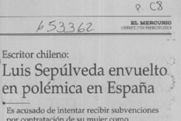 Luis Sepúlveda envuelto en polémica en España  [artículo] Macarena Lescornez