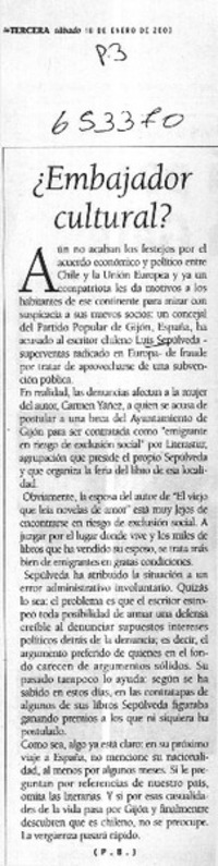 ¿Embajador cultural?  [artículo] P. B.