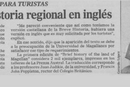 Martinic publica historia regional en inglés  [artículo]