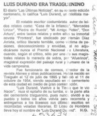 Luis Durand era traiguenino  [artículo] H. G.
