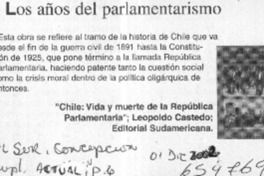 Los años del parlamentarismo  [artículo]