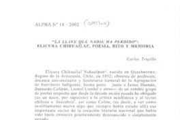 "La llave que nadie ha perdido", Elicura Chihuailaf, poesía, rito y memoria