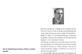 Profesor doctor Rodolfo Rencoret Donoso, médico y cristiano ejemplar  [artículo] Teresa Donoso Loero