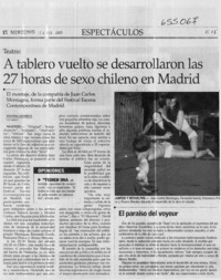 A tablero vuelto se desarrollaron las 27 horas de sexo chileno en Madrid  [artículo] Macarena Lescornez R.