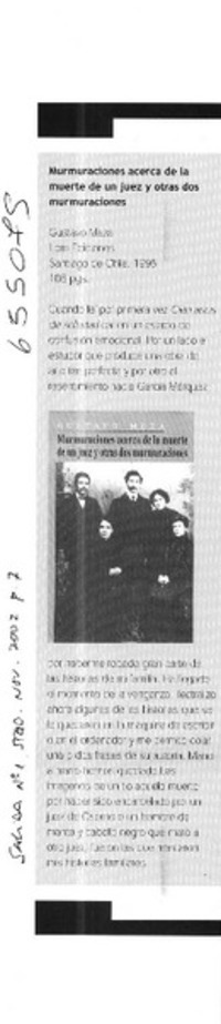 Murmuraciones acerca de la muerte de un juez y otras dos murmuraciones  [artículo]