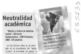 Neutralidad académica  [artículo] I. Q. E.