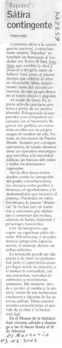 Sátira contingente  [artículo] Pedro Labra