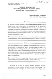 Poemas militantes, recuperación del bardo y de la poesía de circunstancia  [artículo] Marcela Prado Traverso