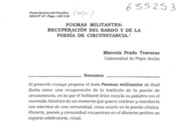 Poemas militantes, recuperación del bardo y de la poesía de circunstancia  [artículo] Marcela Prado Traverso
