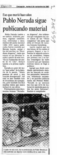 Pablo Neruda sigue publicando material  [artículo]