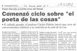 Comenzó ciclo sobre "el poeta de las cosas"  [artículo] María Loreto Correa