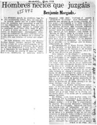 Hombres necios que juzgáis  [artículo] Benjamín Morgado.