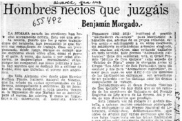 Hombres necios que juzgáis  [artículo] Benjamín Morgado.