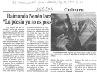 Raimundo Nenén lanza "La poesía ya no es poesía"  [artículo]
