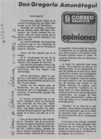 Don Gregorio Amunátegui  [artículo] Julio Rojas B.