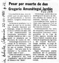 Pesar por muerte de don Gregorio Amunátegui Jordán.  [artículo]