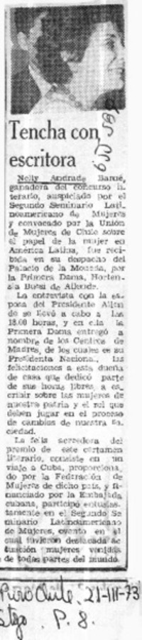 Tencha con escritora  [artículo]