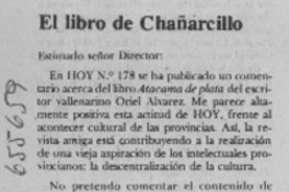 El libro de Chañarcillo : [comentario] [artículo] Benigno Avalos Ansieta.