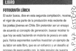 Fotografía lírica.  [artículo]