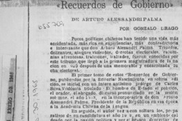 "Recuerdos de Gobierno"  [artículo] Gonzalo Drago.