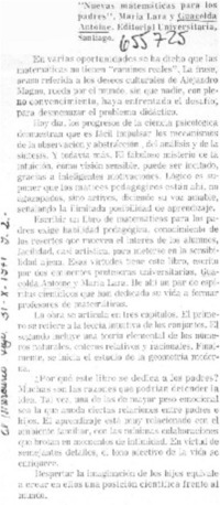 "Nuevas matemáticas para los padres".  [artículo]