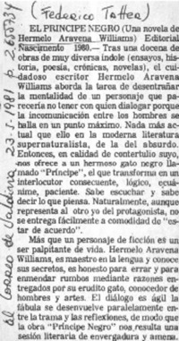 El príncipe negro.  [artículo] Federico Tatter.