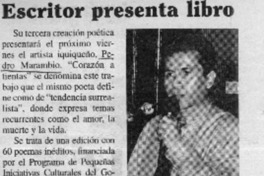 Escritor presenta libro.  [artículo]