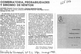 Combinatoria, probabilidades y binomio de Newton  [artículo] Silvia Navarro Adriasola.