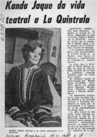 Kanda Jaque da vida teatral a La Quintrala.  [artículo]