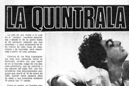 La Quintrala, delicada mujer acusada de cuarenta asesinatos.  [artículo]